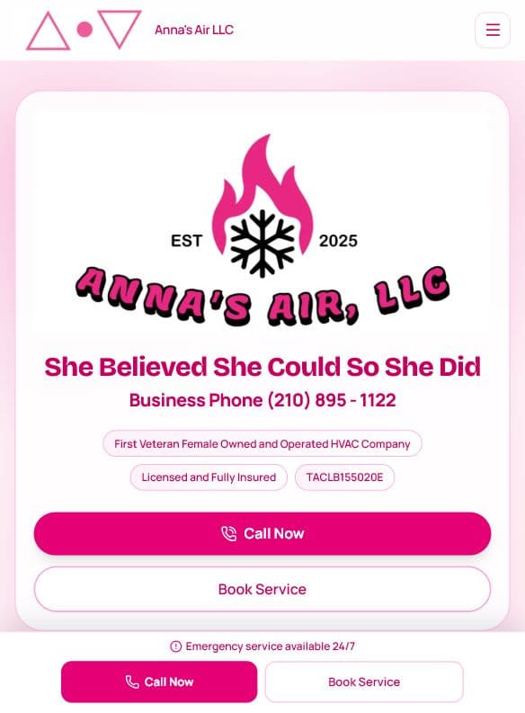Annas Air website preview